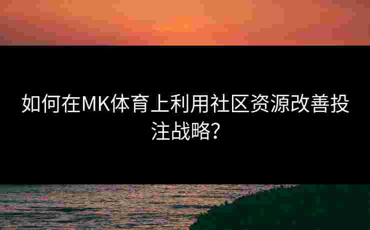 如何在MK体育上利用社区资源改善投注战略？